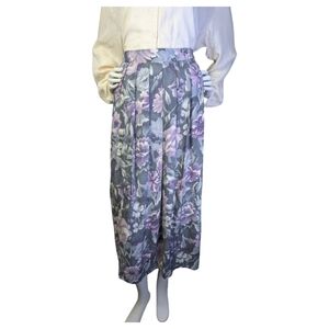 Vintage 90s TanJay Floral Pleated Midi Skirt With Pockets |  Size 14, L/XL